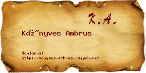 Könyves Ambrus névjegykártya